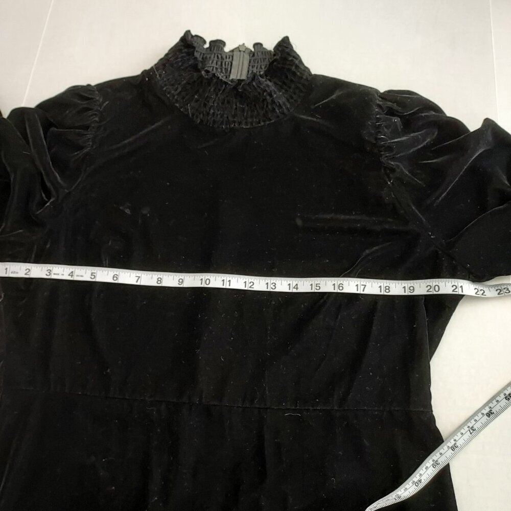 Black Puff-Sleeve Mini Dress with High Neck - Picture 13 of 15